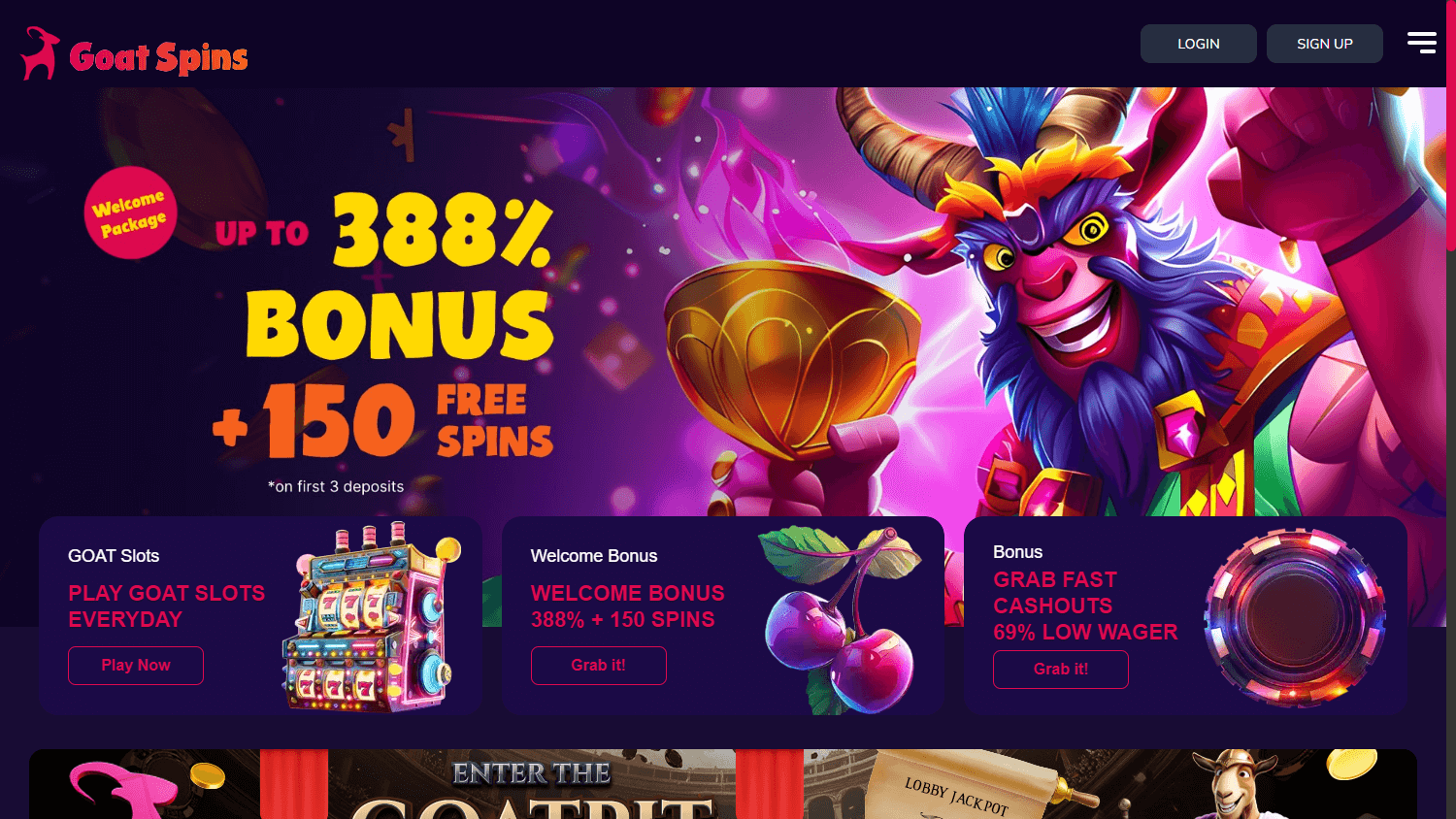 Goat Spins Casino Desktop screenshot